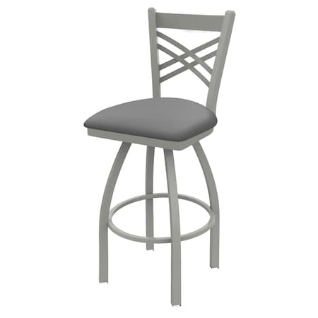 Holland Bar Stool Co 25" Swivel Counter Stool, Nickel Finish, Canter Grey Seat 82025AN007